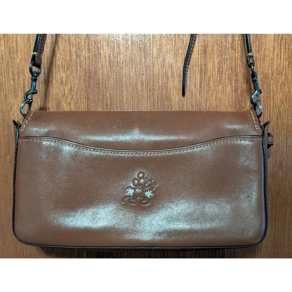 Disney X Coach Dinky Mickey Mouse Motif Leather Crossbody‎ Bag Tan